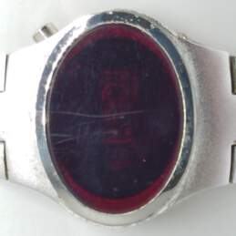 Advance Silver Tone & Red Digital Quartz 26mm Vintage Watch