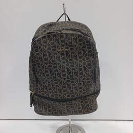 Calvin Klein Brown Monogram Faux Leather Backpack
