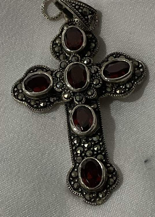 Vintage 925 Cross Pendant Italian Chain Necklace image number 2