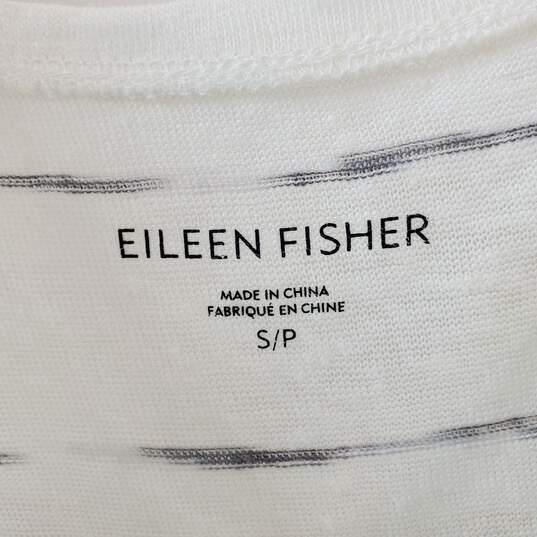 Eileen Fisher White Sketched Striped Tank Top Size S image number 3