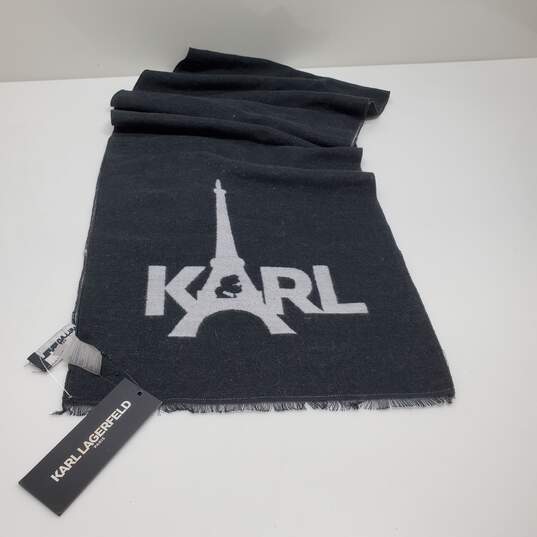Karl Lagerfeld Black Scarf Shawl W/Tag Approx. 64x13 in. image number 1