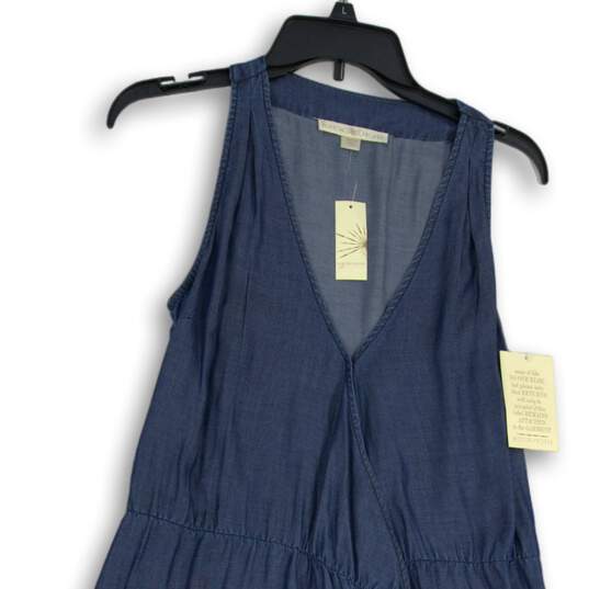 NWT Boston Proper Womens Blue Denim Fringe Sleeveless Wrap Dress Size XS image number 3