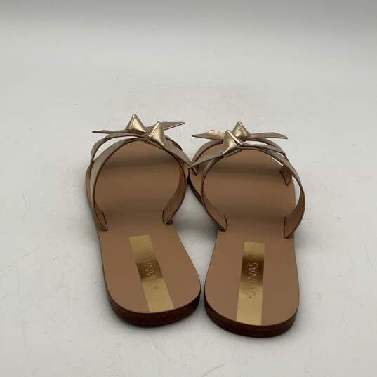 IOB Kaanas Womens Antonia Gold Beige Leather Double Bow Slide Sandals Size 6M image number 4