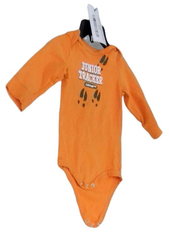 Baby Orange Long Sleeve Crew Neck Graphic Onesie One Piece Size 9 M image number 1