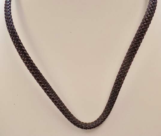 Judith Ripka Designer 925 Cubic Zirconia Braided Leather Necklace 24.5g image number 1
