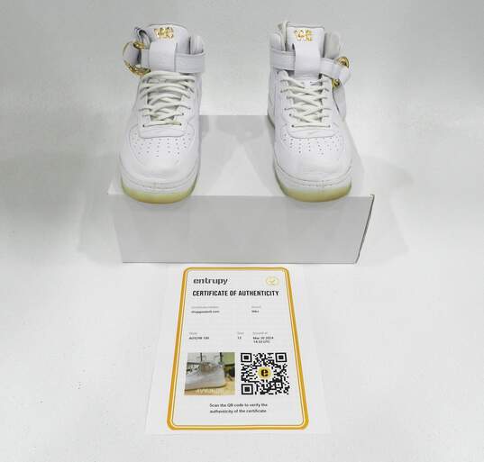 Nike Air Force 1 Mid CMFT Victor Cruz White Men's Shoes Size 13 COA image number 1