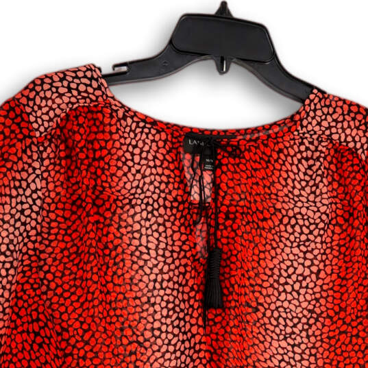 Womens Red Pink Animal Print Long Sleeve Round Neck Blouse Top Size 14/16 image number 3