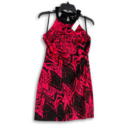 NWT Womens Black Pink Cutout Sleeveless Key Hole Back Shift Dress Size M