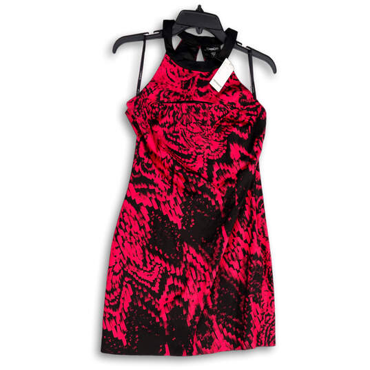 NWT Womens Black Pink Cutout Sleeveless Key Hole Back Shift Dress Size M image number 1
