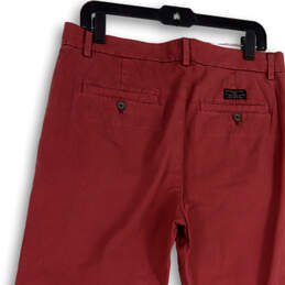 Mens Red Flat Front Slash Pocket Straight Leg Chino Pants Size 33x30