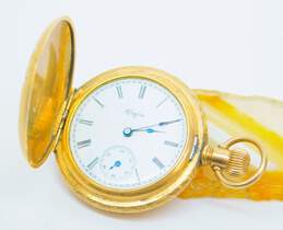 Antique Gold Filled Elgin 11 Jewels Etched Hunting Case Pocket Watch 38.5g