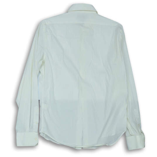 Mens White Long Sleeve Spread Collar Super Slim Fit Dress Shirt Size Medium image number 2