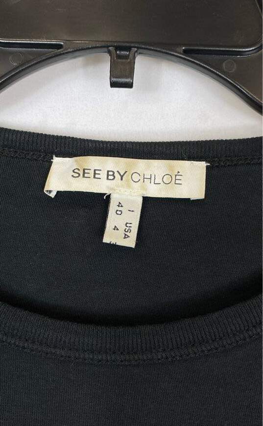 Chloe Women Black Long Sleeve T Shirt Size 4 image number 2