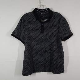 Mens Signature Print Collared Short Sleeve Pullover Polo Shirt Size Large