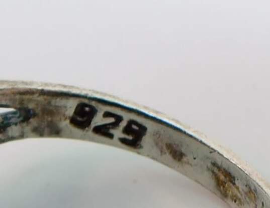 925 Sterling Silver CZ Pendant Necklace Bangle Bracelet & Rings 25.3g image number 5