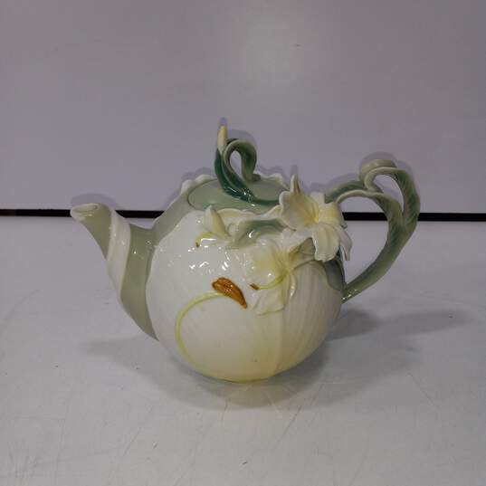 Pier 1 Imports Ginger Lily Hand-Painted Porcelain Teapot image number 1