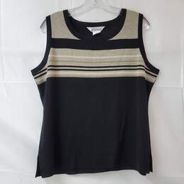 Misook Exclusively Women's Striped Sleeveless Sweater Size XL
