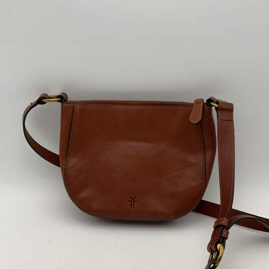 Womens Brown Leather Adjustable Strap Inner Pocket Crossbody Bag Purse image number 3
