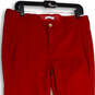 Womens Red Stretch Regular Fit Flat Front Skinny Leg Ankle Pants Size 12 image number 3