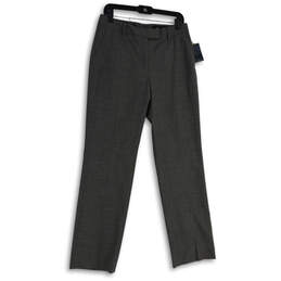 NWT Womens Gray Flat Front Slash Pocket Straight Leg Dress Pants Size 8