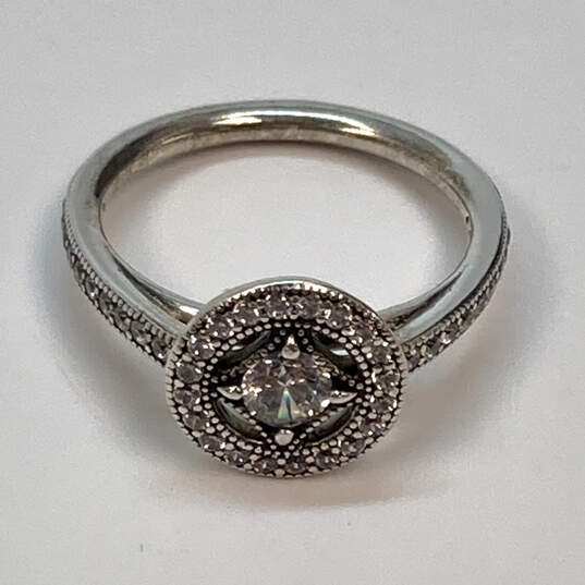 Designer Pandora S925 ALE Sterling Cubic Zirconia Stone Engraved Band Ring image number 3