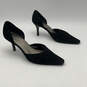 Womens Black Leather Pointed Toe Slip On Stiletto Pump Heels Size 6.5 image number 5