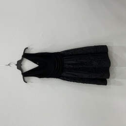 Womens Black Sleeveless V-Neck Wide Strap Back Zip A-Line Dress Size 10P