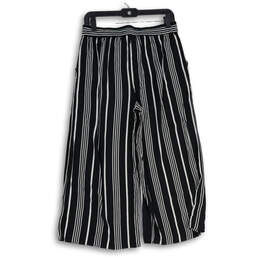 NWT Womens Black White Striped Slash Pocket Wide Leg Ankle Pants Size M alternative image