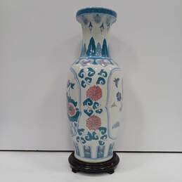 Large Chinese Style Porcelain Vase w/ Stand alternative image