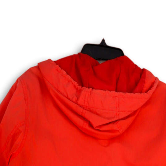 Womens Red Long Sleeve Pockets Drawstring Full-Zip Hoodie Size Small image number 4