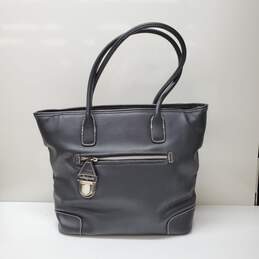 Victoria’s Secret Black Leather Lock Front Large Tote Bag 12"x11.5"x5"+9" Drop