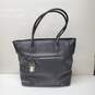 Victoria’s Secret Black Leather Lock Front Large Tote Bag 12"x11.5"x5"+9" Drop image number 1
