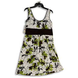 NWT Womens Multicolor Floral Pleated Scoop Neck Back Zip A-Line Dress Sz 12 alternative image