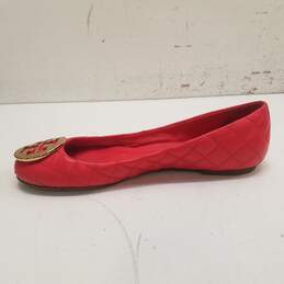 Tory Burch Leather Quinn Ballet Flats Red 9 alternative image