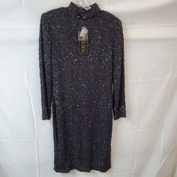Ivana High Neck Beaded Sequin Dress in Size 12 with Tags