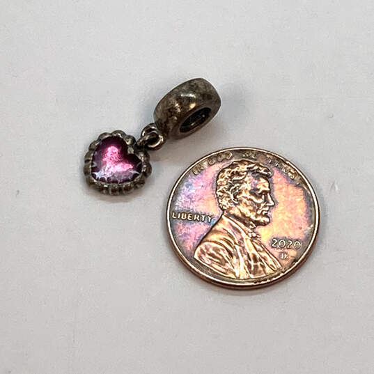 Designer Pandora Sterling Silver 925 ALE Pink Enamel Heart Charm image number 4