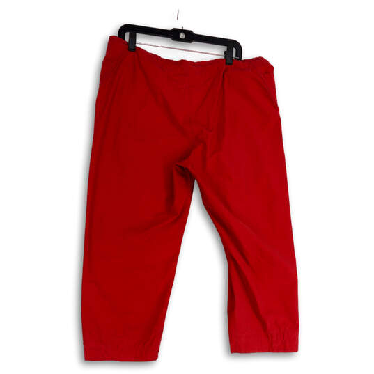 Womens Red Pockets Flat Front Stretch Straight Leg Cropped Pants Size Large image number 2