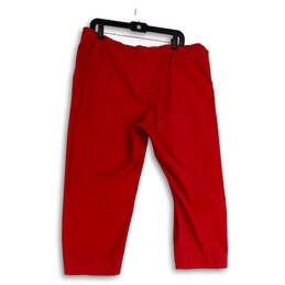 Womens Red Pockets Flat Front Stretch Straight Leg Cropped Pants Size Large alternative image