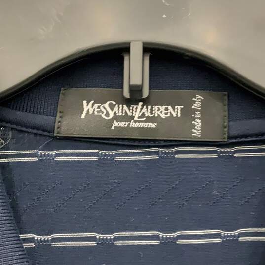 Yves Saint Laurent Mens Blue White Short Sleeve Polo Shirt Size 50 w/ COA image number 3