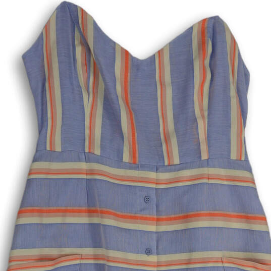 NWT Womens Multicolor Striped V-Neck Smocked Mini Dress Size Large image number 3
