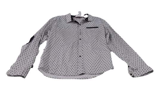 Mens White Gray Polka Dot Long Sleeve Button Down Shirt Size Medium image number 2