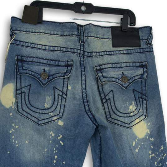 True Religion Womens Blue Denim 5-Pocket Design Distressed Straight Jeans Sz 36 image number 4