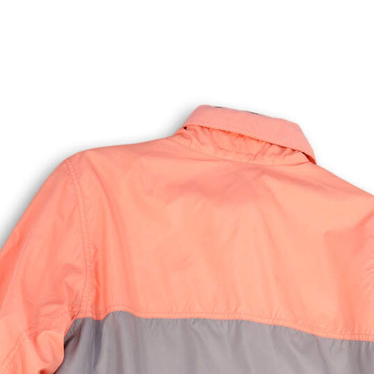 Womens Multicolor Color Block Mock Neck Full-Zip Windbreaker Jacket Size M image number 4