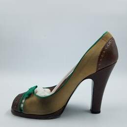 Marc Jacobs Peep Toe Heel Women's Sz.38 Green/Khaki alternative image