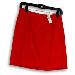 NWT Womens Red Flat Front Elastic Waist Back Zip Short A-Line Skirt Size 2