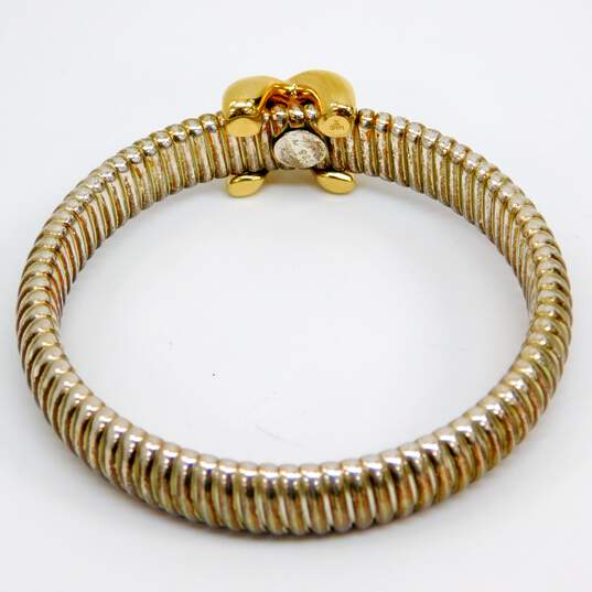 Contemporary 925 Sterling Silver Omega Chain Bracelet With 14K Yellow Gold X Accent 27.4g image number 4