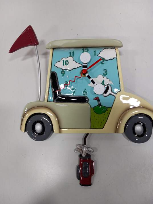 Allen Designs Stay the Course Golf Cart Pendulum Wall Clock image number 2