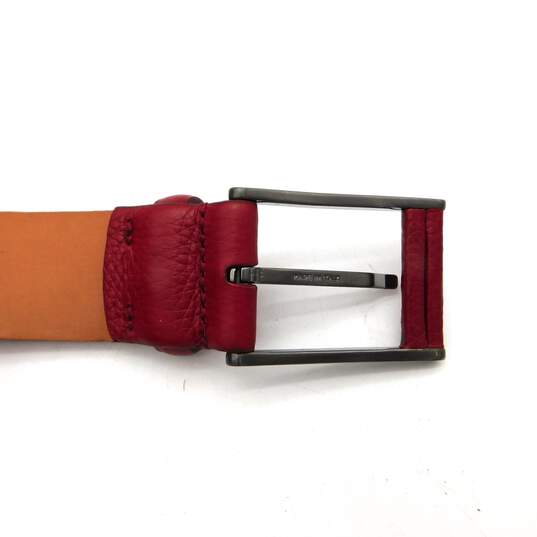 Giorgio ARMANI Red Italian Leather Belt w/ Silver Tone Metal & Red Leather Buckle with COA image number 8