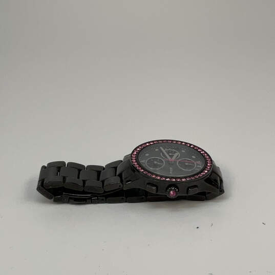 Designer Betsey Johnson Black Chronograph Round Dial Analog Wristwatch image number 2