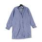 Womens Blue Long Sleeve Waterproof Hooded Full Zip Raincoat Jacket Size M image number 1